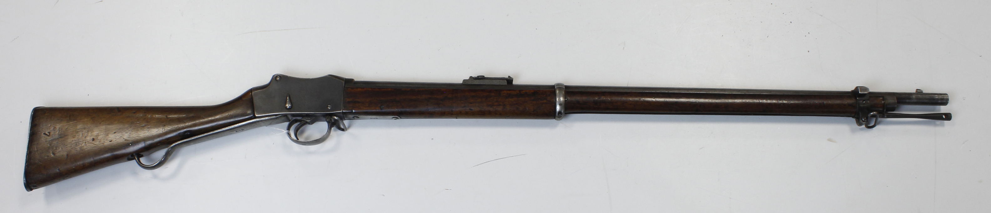 Martini Henry Rifle dated 1887, made by Enfield, barrel and receiver matching serial numbers '