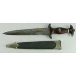 German SA dagger with unusual grey-blue painted scabbard, blade maker marked 'RZM M7/11 1939' and