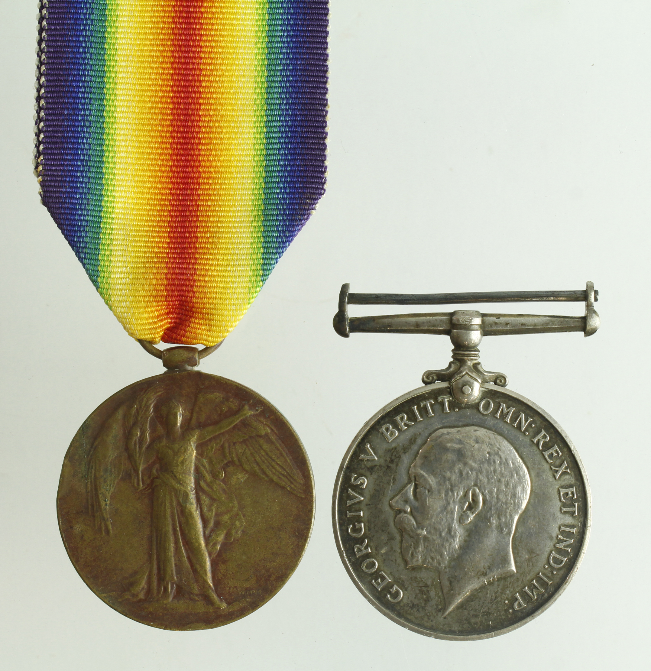 BWM & Victory Medal for (118479 Pte.2. W J Rowlands RAF). (2)