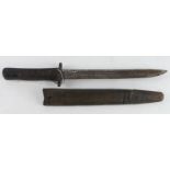 Interesting WW1 Trench Fighting Knife made from a cut down P'07 Bayonet, blade 9", ricasso