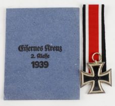 German Iron Cross 2nd class maker marked on the suspender ring, in its packet of issue.