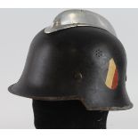 German Fire Brigade WW2 Helmet with comb and Double decals. Complete with liner.