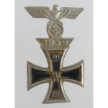 German WW1 Iron Cross with combined WW2 1939 bar.