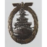 German Naval "800" silver High Seas Fleet Award with Diamond Swastika, maker marked Schwerin Berlin