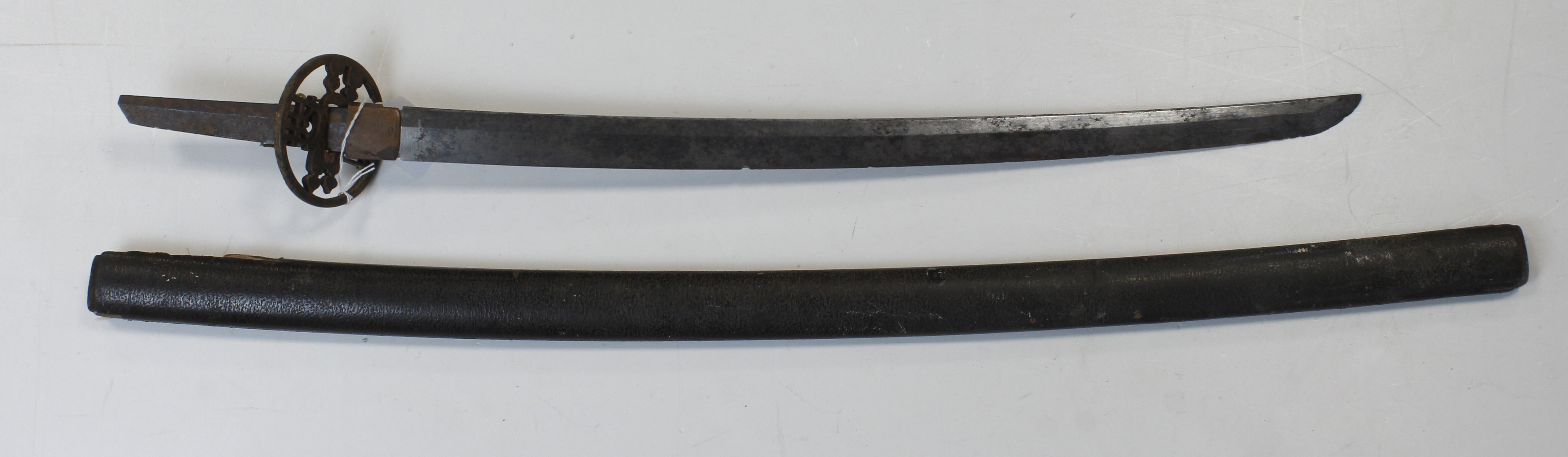 Japanese Sword with scabbard in relique state, tang signed, blade 20.5"