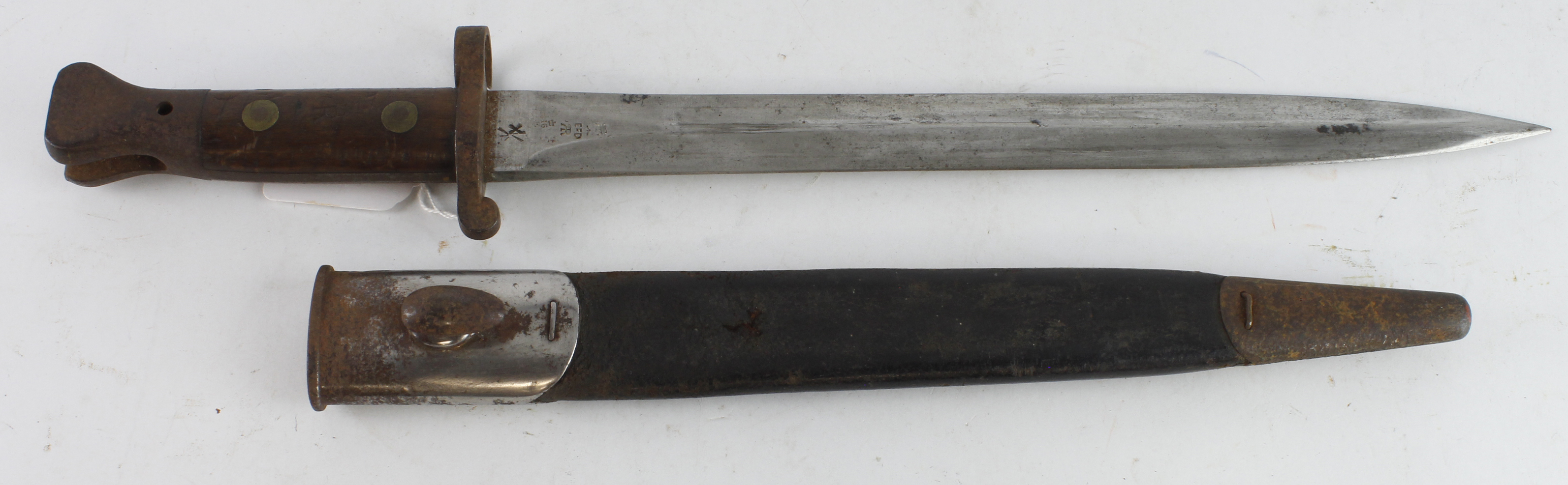 Pattern 1888 MkIII bayonet by Enfield and dated June 1900 (Boer War), service wear overall, good