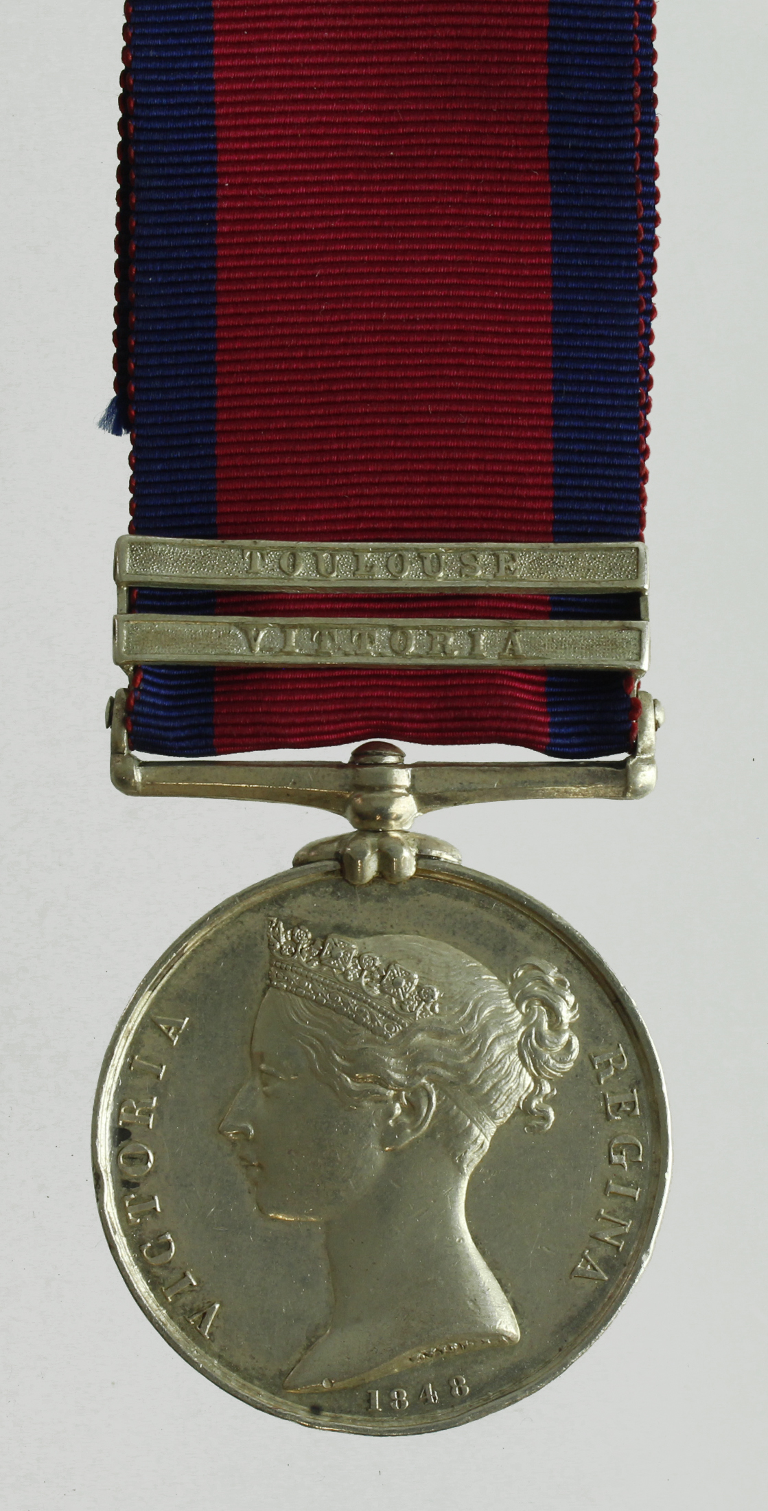 Militray General Service Medal 1848 with bars Vittoria / Toulouse, correctly named (J. Shipman, R.