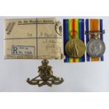 BWM & Victory Medal with medal packet of issue for (58960 Gnr J Mathias RA). Served 120 Hvy Bty. (