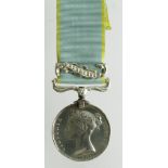 Crimea Medal 1854 with modern medal bar and Balaklava clasp, disc renamed (Chrs Bertrand) sold as