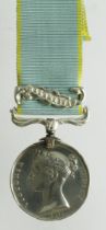 Crimea Medal 1854 with modern medal bar and Balaklava clasp, disc renamed (Chrs Bertrand) sold as