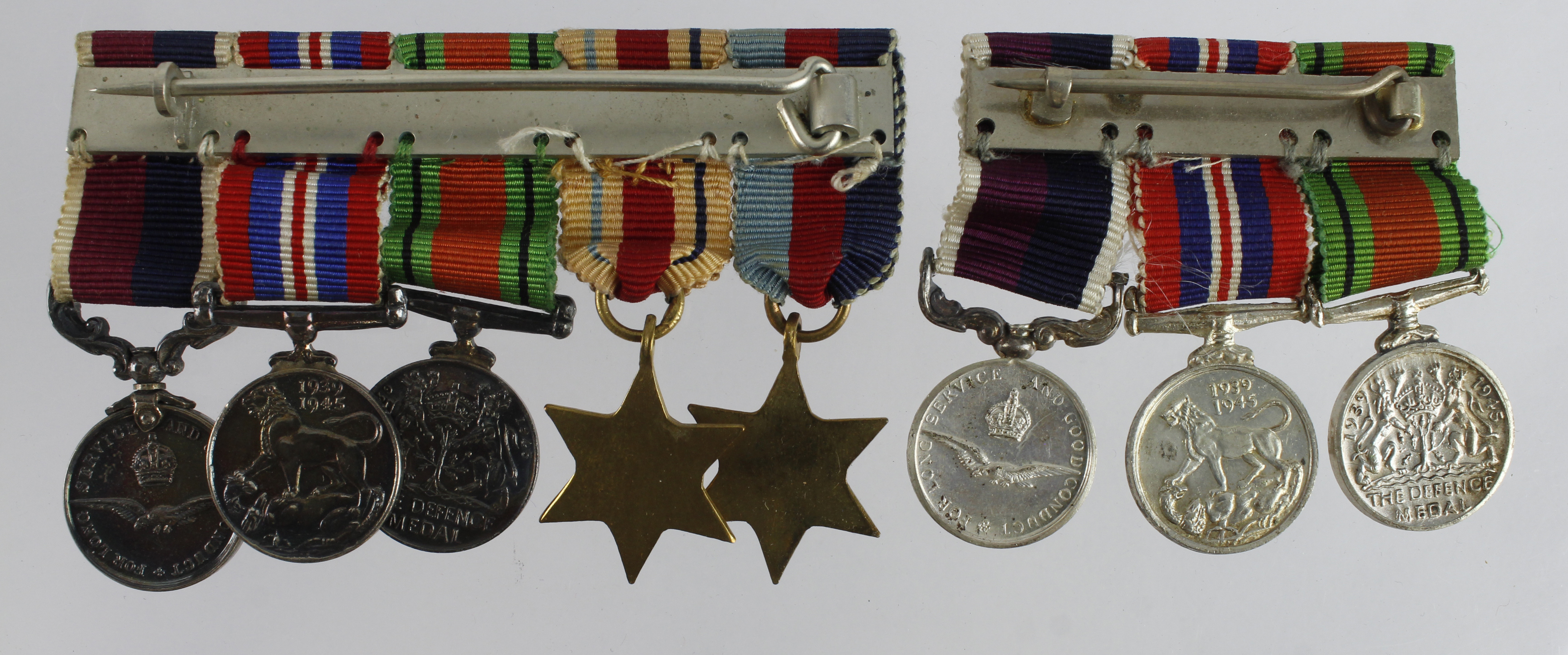 Minature Medal groups mounted as worn - Defence & War Medal + QE2 RAF LSGC Medal. Plus 1939-45 Star, - Image 2 of 2