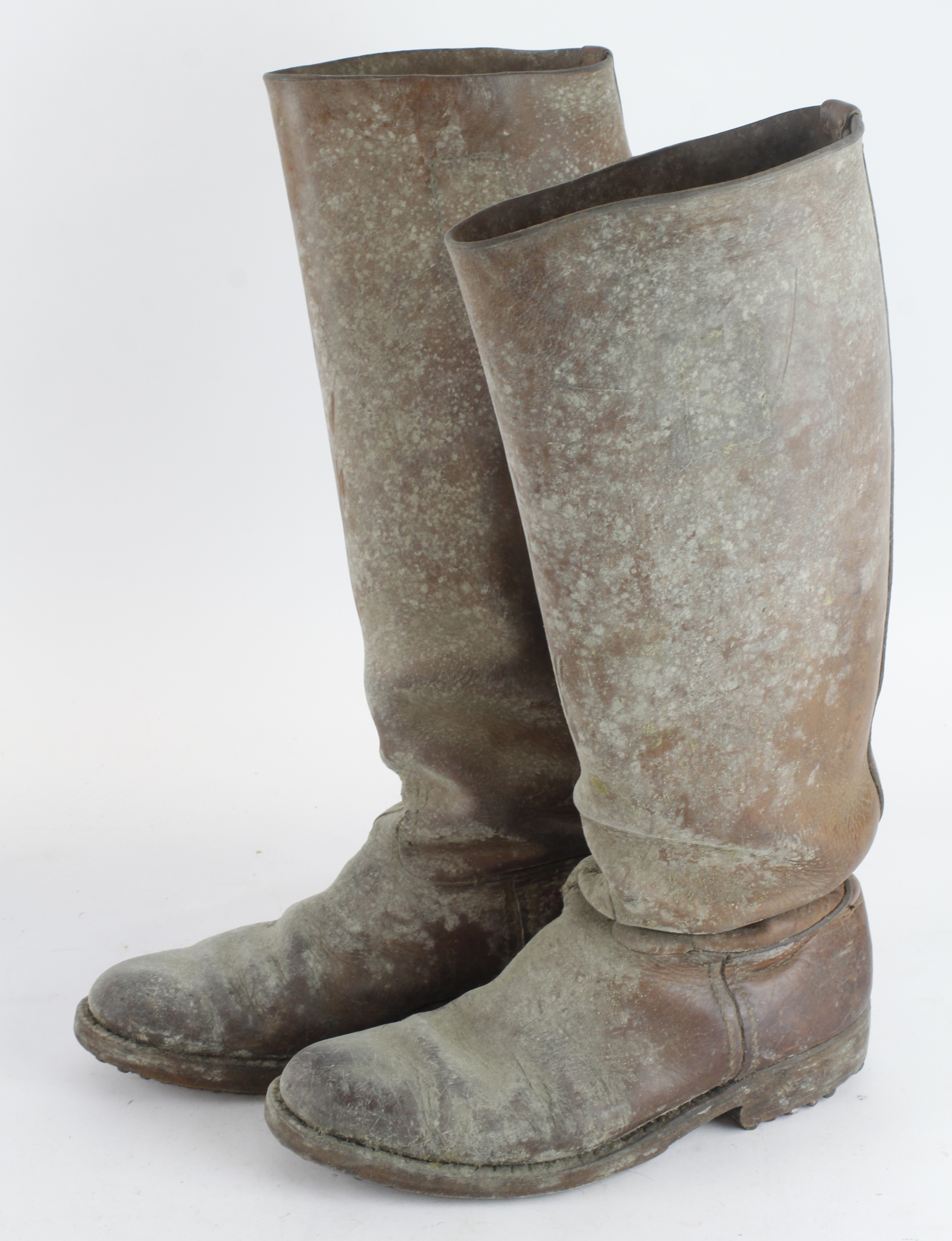 German WW1 brown leather officers field boots.