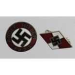 German NSDAP party badge with Hitler youth badge.