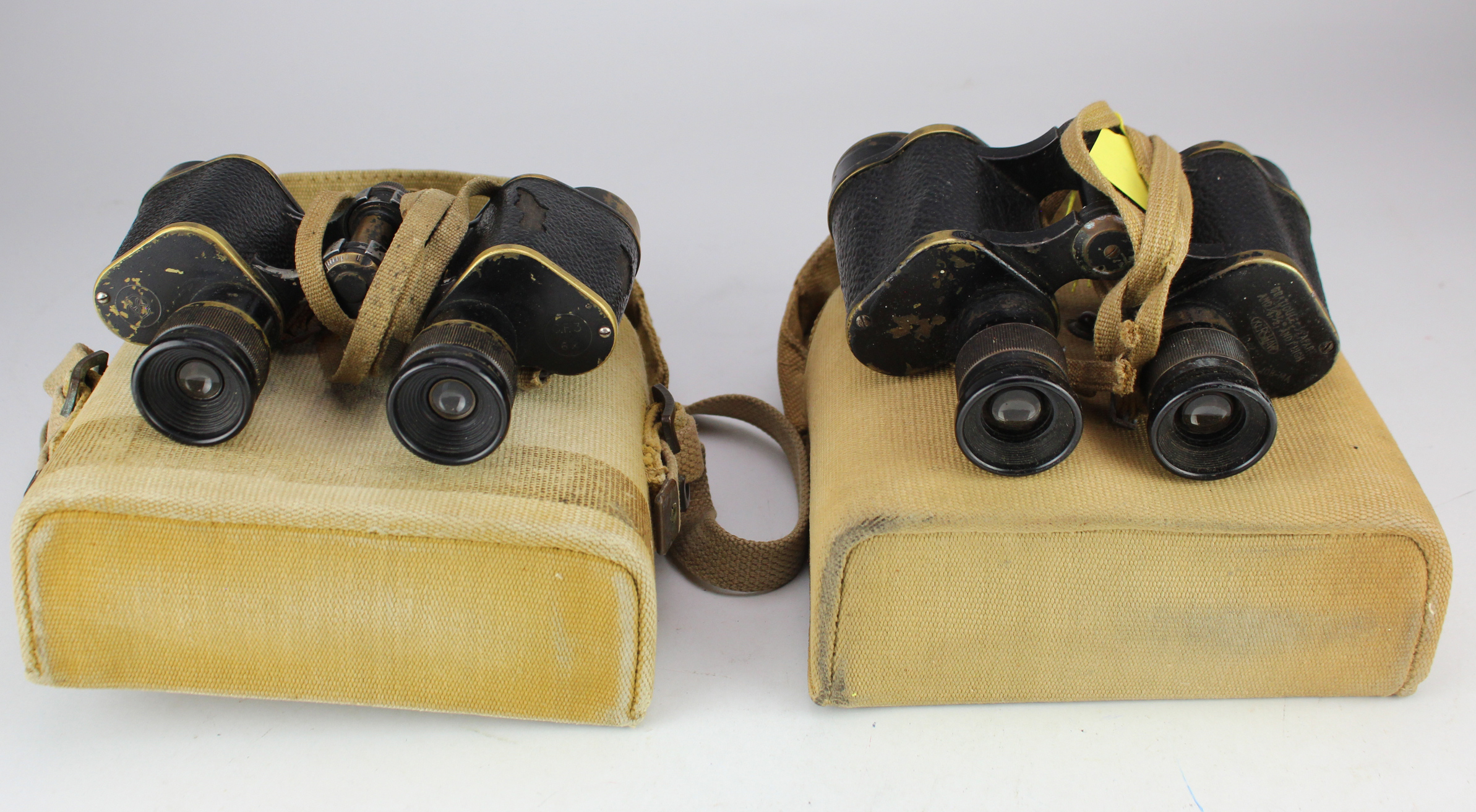 Binoculars WW2 both with carry straps and cases, both dated 1941 (2)