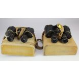 Binoculars WW2 both with carry straps and cases, both dated 1941 (2)