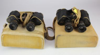 Binoculars WW2 both with carry straps and cases, both dated 1941 (2)