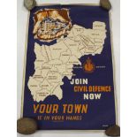 Home Front Poster Middlesex Division Civil Defence covering Cheshunt to Tottenham, Sunbury on