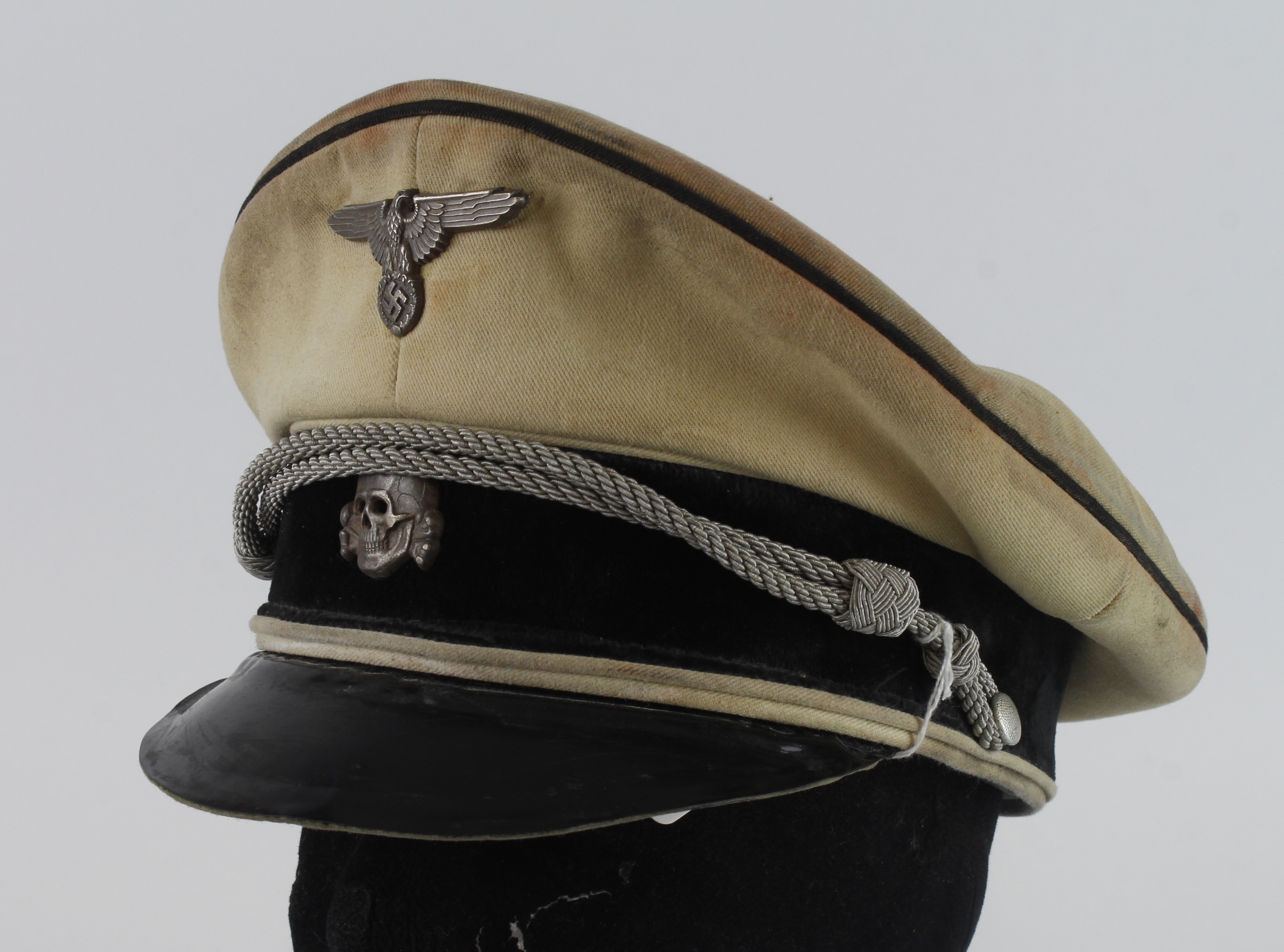 Germany from a one owner collection, an SS Officers summer cap, named inside, SS marked inside peak,
