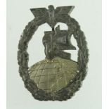 German 3rd Reich Auxiliary Cruiser Badge, no maker mark