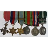 Minature Medal group mounted as worn - OBE (Mily) 1939-45 Star, Air Crew Europe Star + France &