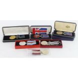 National Service Medals x3 cased, Royal Highlanders Medal cased, British Forces Germany Medal boxed,