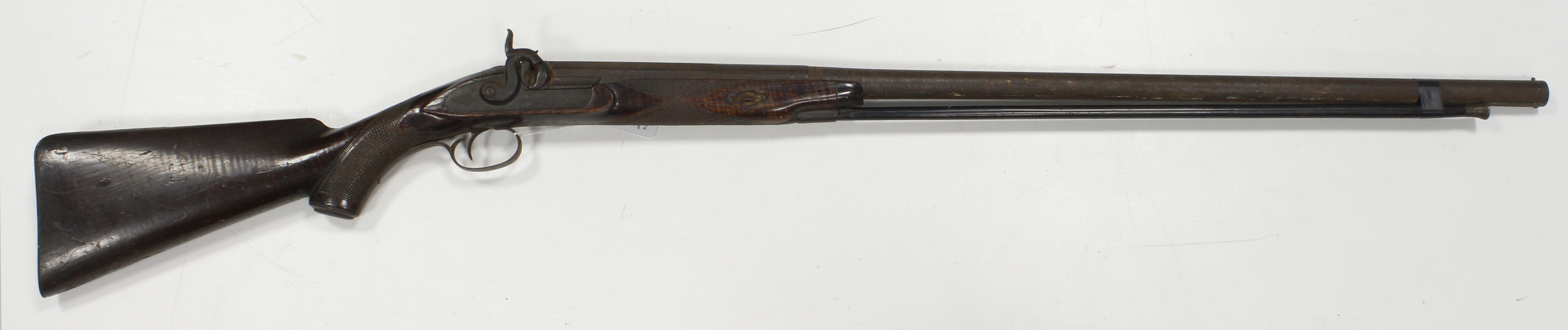 Mid Victorian Sporting Shotgun , barrel 33", of 10 Bore. Percussion lock in GWO, walnut stock with