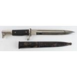 German WW2 Police short blade dress bayonet blade maker marked EMIL VOOS Solingen in its black