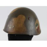 Italian WW2 steel combat helmet with camo paint and added Naval/Marine unit design for the Decima