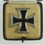 German 3rd Reich Iron Cross 1st Class in case of issue, cross maker marked '15'.