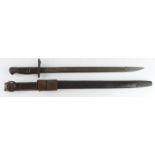 P13 Bayonet made by Remington in Dec 1916, good condition, in its British steel mounted leather