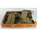 Box of WW2 Militaria to include cased Bino's, Sten Mags, and Bandolier, Slings, etc (Qty) Buyer