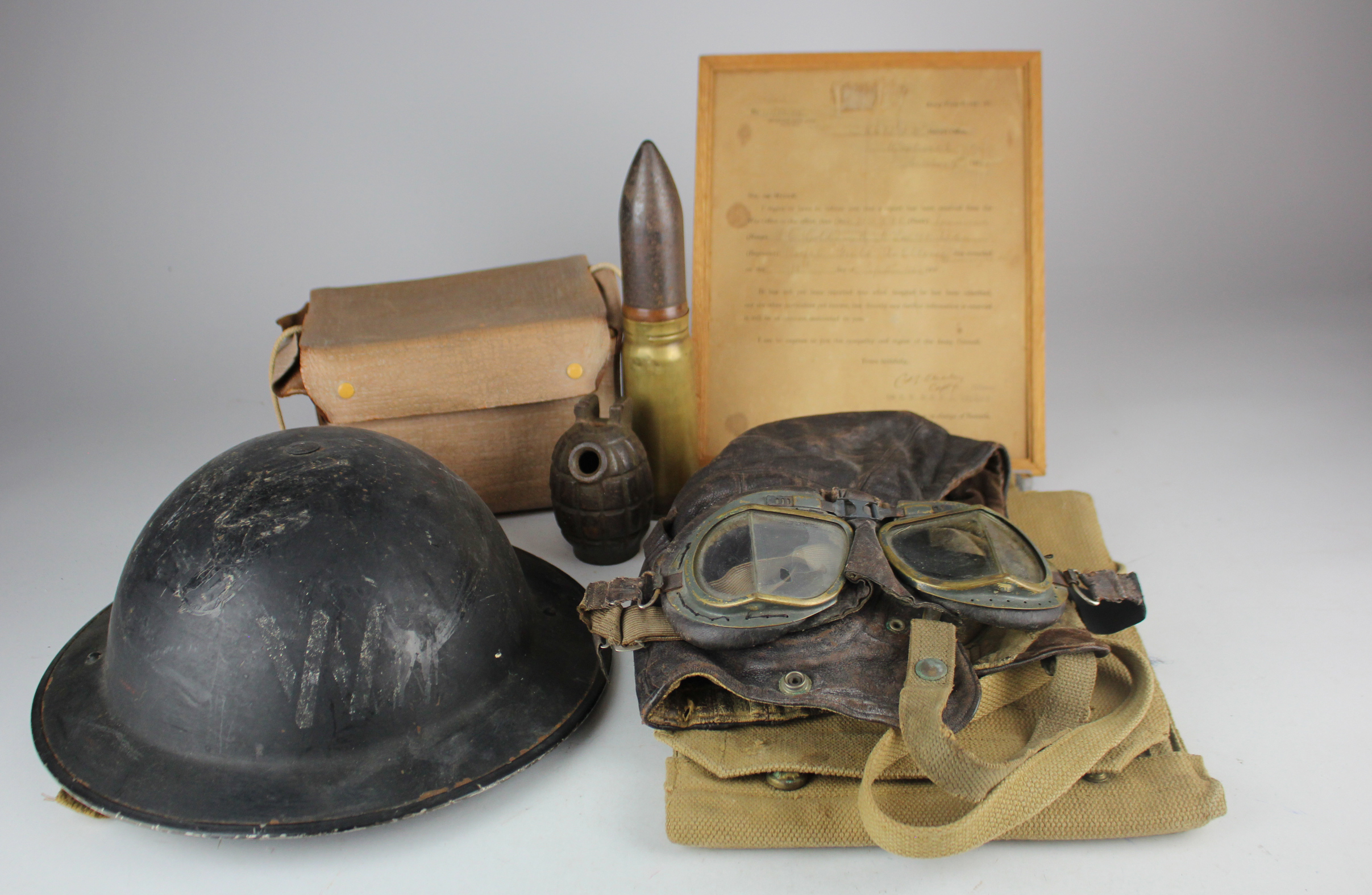 Banana box of mixed useful Militaria, WW1 & WW2 era, items Inert. (Buyer collects)