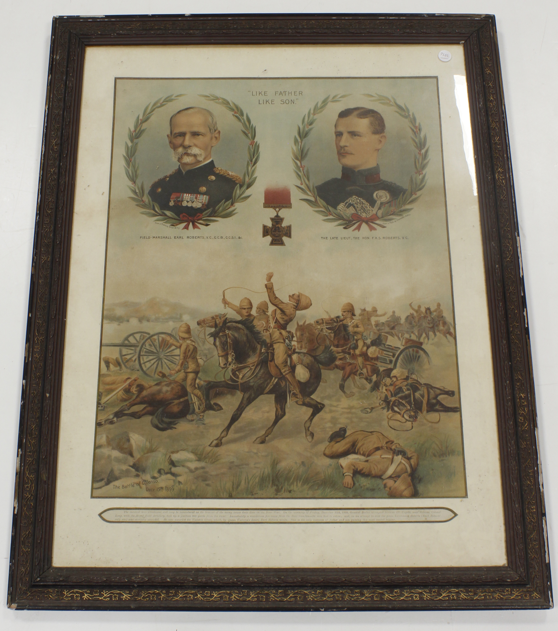 Lord Roberts VC and his Son who won the VC in Boer war, a magnificent period poster detailing