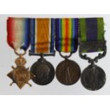 Minature Medal group mounted as worn - 1915 Star Trio and IGS GV with Afghanistan NWF 1919 clasp (