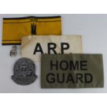 ARP badges and related armbands, the ARP badge a most unusual fretted example.