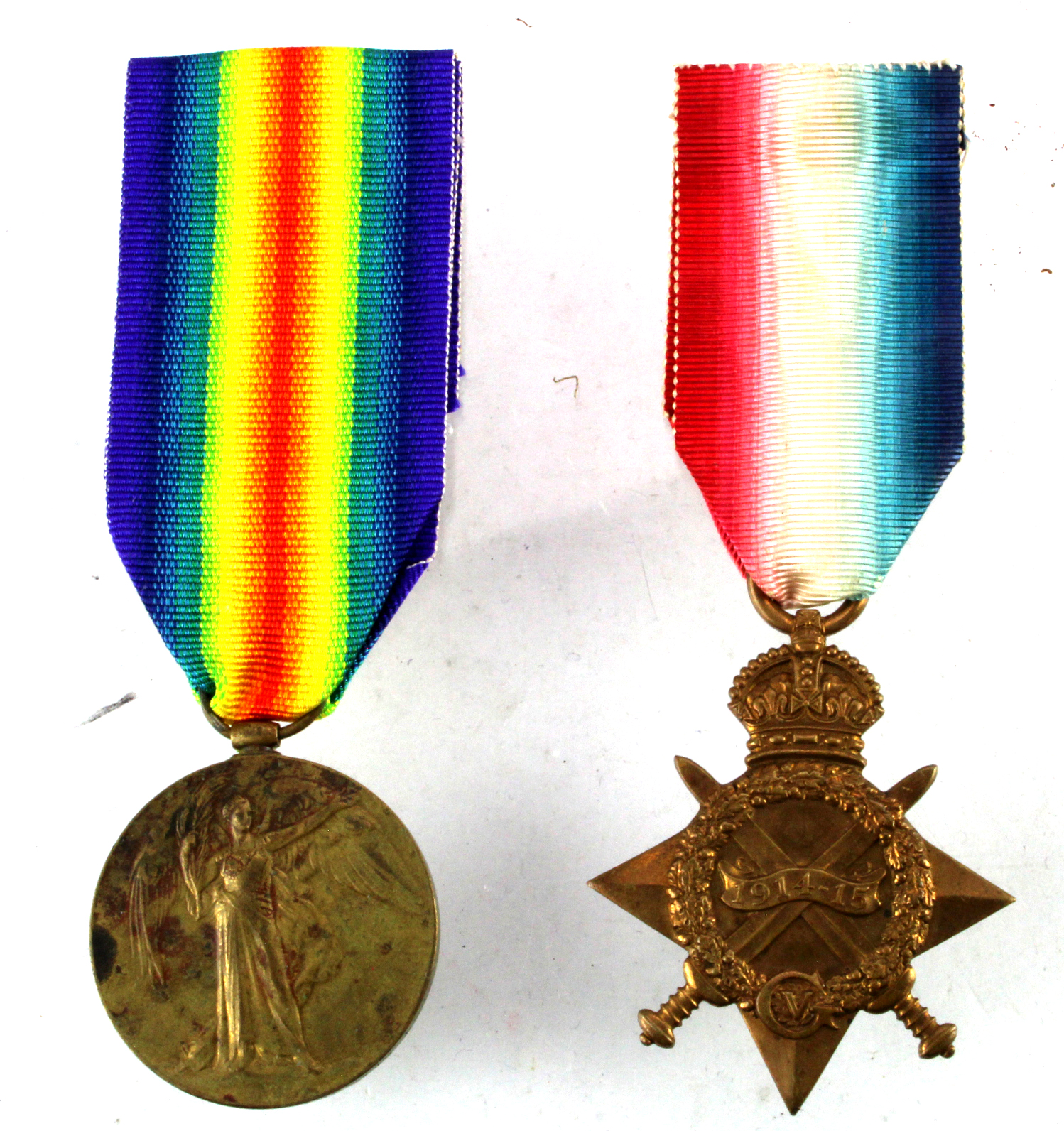 1915 Star and Victory medals both named to native soldiers.