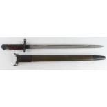 US P17 Bayonet by "W" (Winchester), 'US' etc to ricasso, scabbard marked "Jewell 1918" with belt