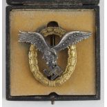 German Luftwaffe pilots war badge maker marked in damaged case.