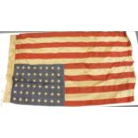 American WW2 flag, large size, issue stamped to US Navy 1941, service wear.