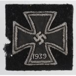 Germany from a one owner collection, an Iron Cross a cloth WW2 1st class on black Panzer backing.