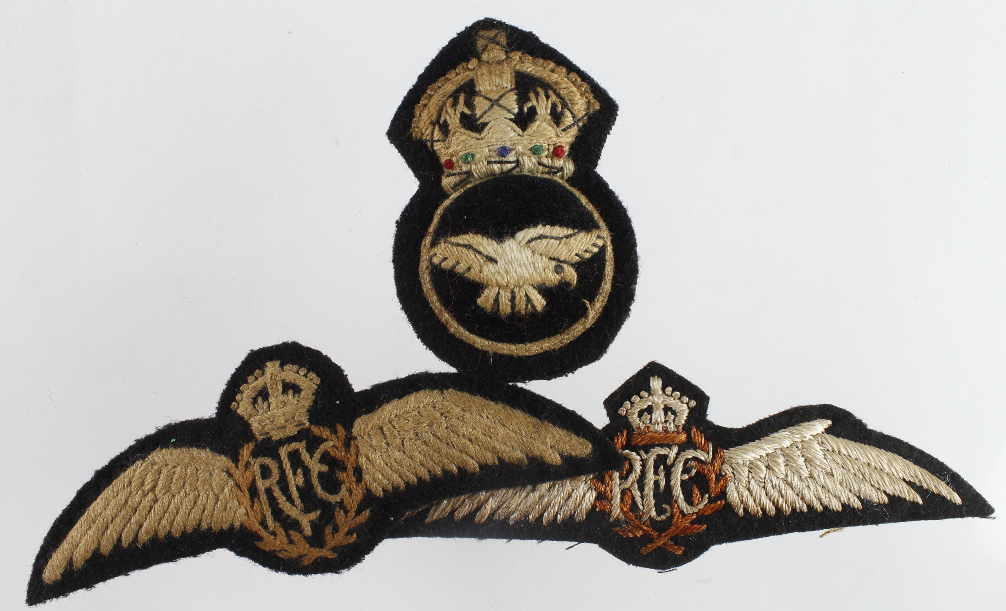 Badges RFC / RAF 3x different inc 2x Pilots RFC wings.
