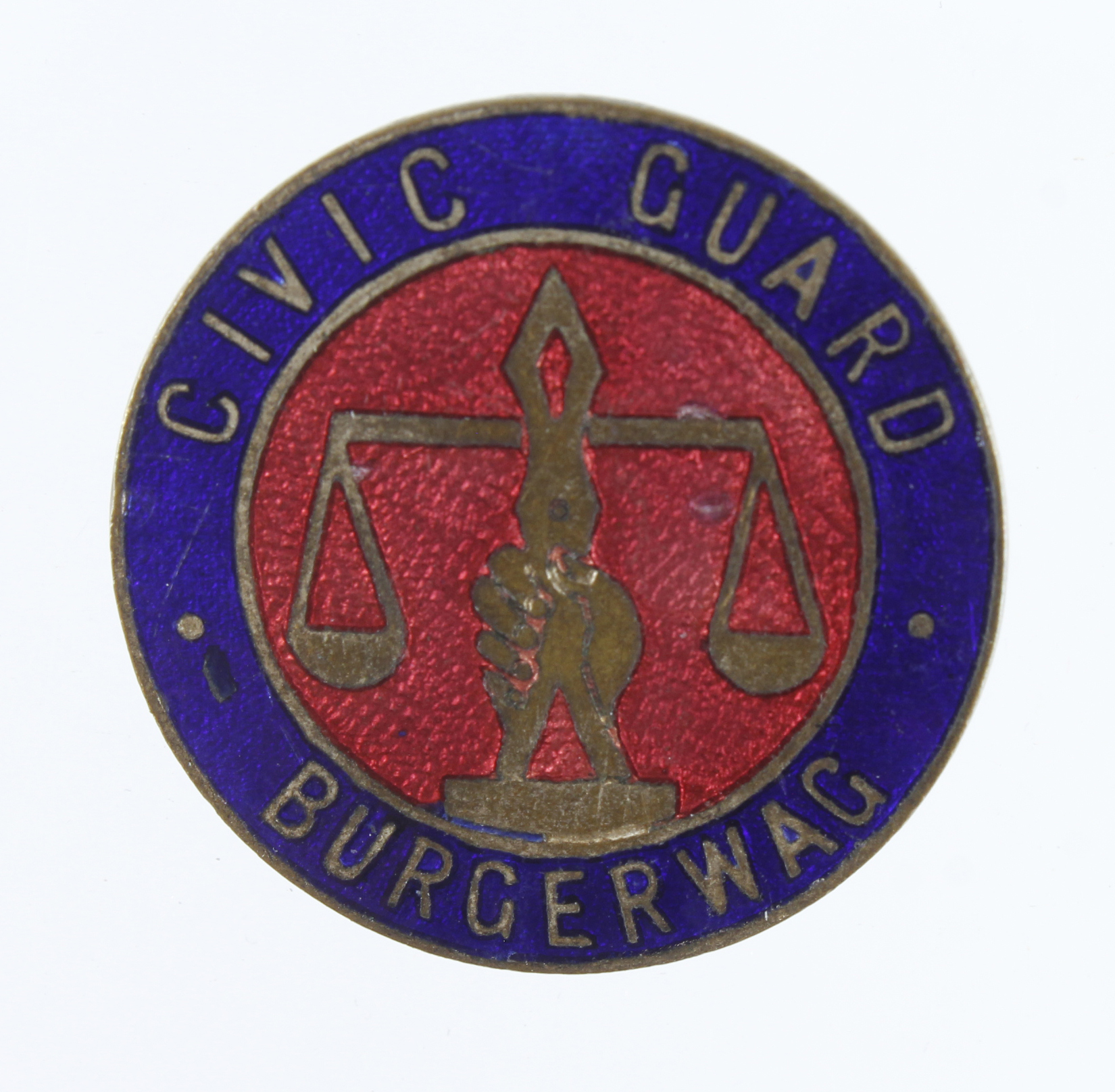 South African Civic Guard brass & enamel badge, poss. WW1 period.