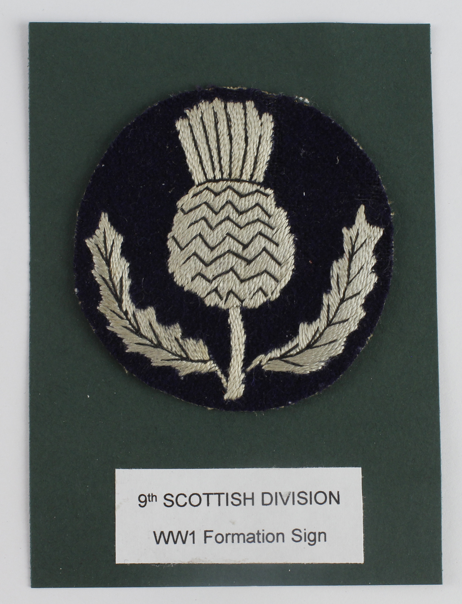 Cloth Badge: 9th Scottish Division WW1 embroidered felt formation sign badge in excellent