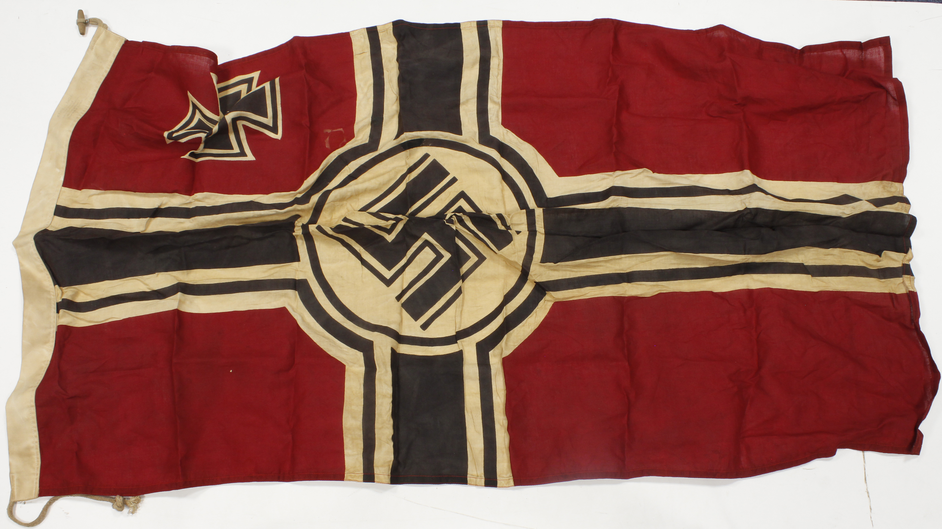 German 3rd Reich Battle Flag dated 1940, with various stampings (approx 66" x 33")