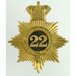 Cheshire Regiment gilt officers '22' helmet plate, Victorian. Superb piece