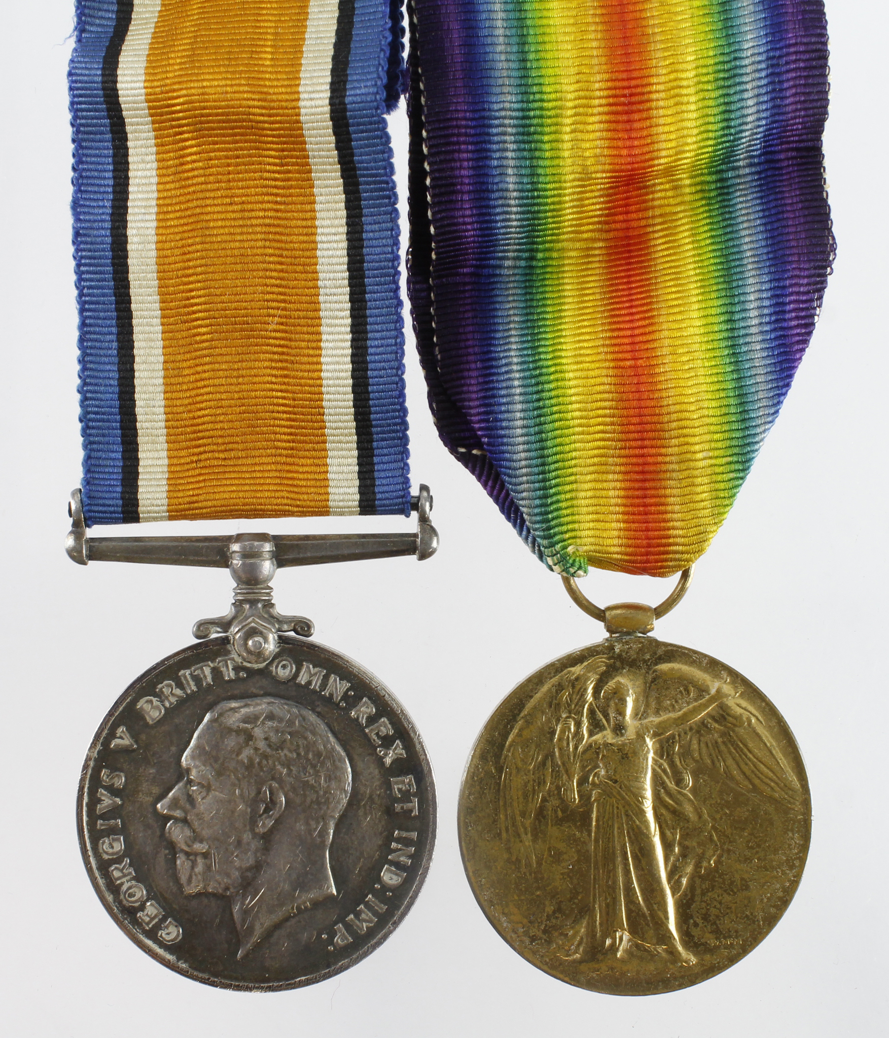 BWM & Victory Medal (4748 Pte F B Day, Camb R) discharged, Wounds. Vendor states lived High St,
