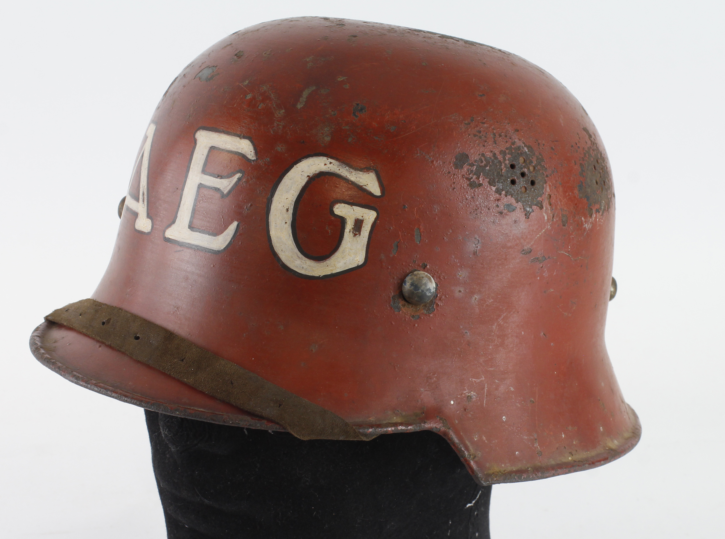 German WW2 AEG Factory Fire Watchers helmet. Their main factory was near Aushwitz Concentration
