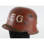 German WW2 AEG Factory Fire Watchers helmet. Their main factory was near Aushwitz Concentration