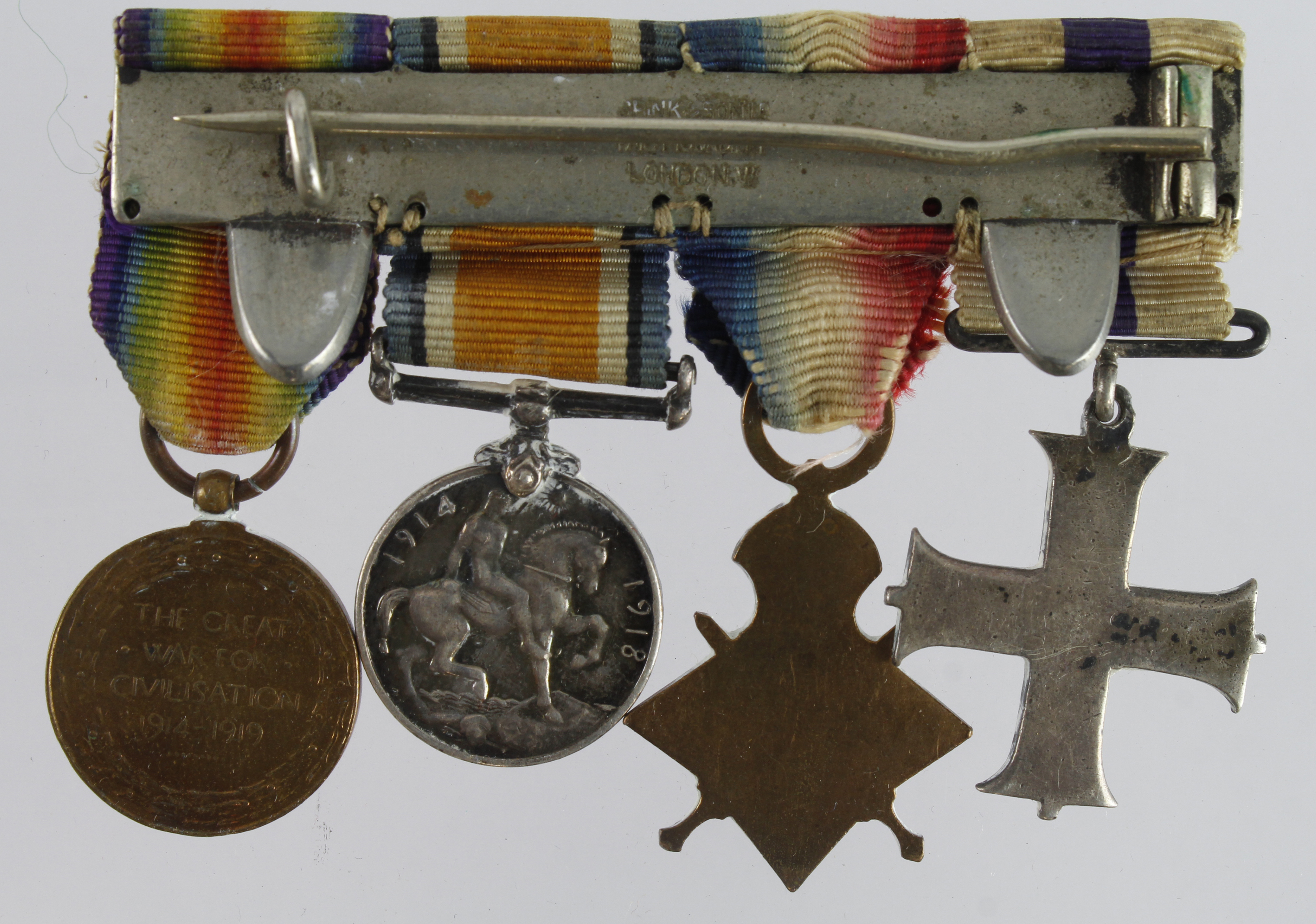 Minature Medal group mounted as worn - Military Cross GV, 1915 Star Trio (4) - Image 2 of 2