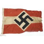 German HJ Hitler Youth flag, 3x feet, issue stamped to edge, service wear.